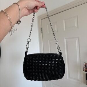 Like new Black beaded mini bag with chain strap